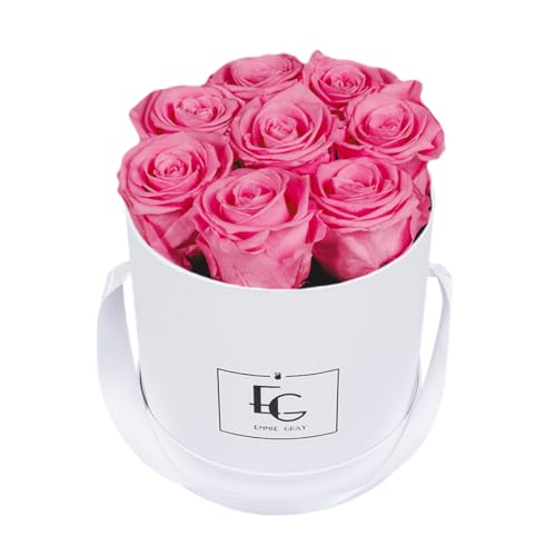 EG EMMIE GRAY Classic Infinity Rosebox | Round | S | White – 9 ± 1 Infinity Rosen mit langjähriger Haltbarkeit, echte Rosen die bis zu 3 Jahre blühen, konservierte Rosen (Baby Pink) von EG EMMIE GRAY