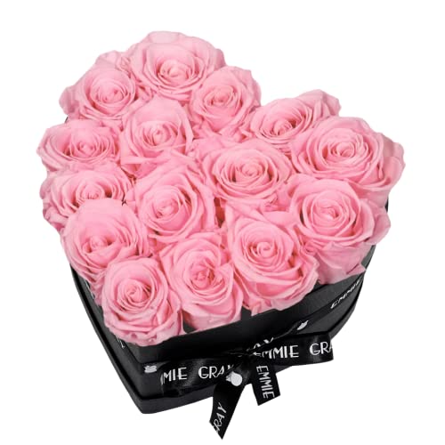 EG EMMIE GRAY Classic Infinity Rosenbox | Herz | Schwarz - Infinity Rosen, bis zu 3 Jahre haltbar, Flowerbox mit konservierten Rosen, Blumenbox (Bridal Pink, M) von EG EMMIE GRAY