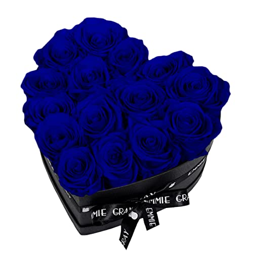 EG EMMIE GRAY Classic Infinity Rosenbox | Herz | Schwarz - Infinity Rosen, bis zu 3 Jahre haltbar, Flowerbox mit konservierten Rosen, Blumenbox (Ocean Blue, M) von EG EMMIE GRAY