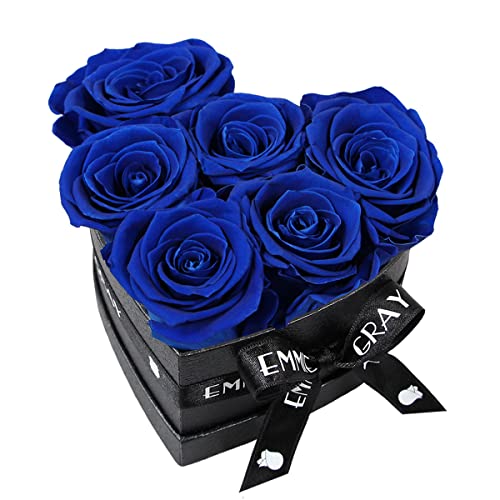 EG EMMIE GRAY Classic Infinity Rosenbox | Herz | Schwarz - Infinity Rosen, bis zu 3 Jahre haltbar, Flowerbox mit konservierten Rosen, Blumenbox (Ocean Blue, S) von EG EMMIE GRAY