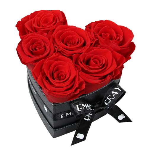 EG EMMIE GRAY Classic Infinity Rosenbox | Herz | Schwarz - Infinity Rosen, bis zu 3 Jahre haltbar, Flowerbox mit konservierten Rosen, Blumenbox (Vibrant Red, S) von EG EMMIE GRAY