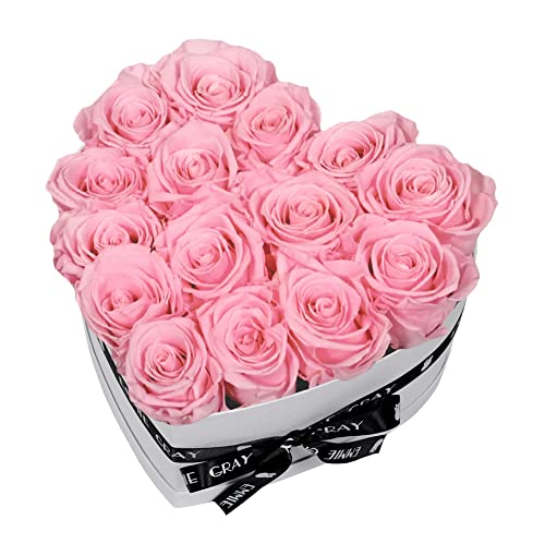 EG EMMIE GRAY Classic Infinity Rosenbox | Herz | Weiß – Traumhafte Infinity Rosen, 1-3 Jahre haltbare Rosen, Flowerbox mit echten, konservierten Rosen, edle Premiumrosen (M, Bridal Pink) von EG EMMIE GRAY