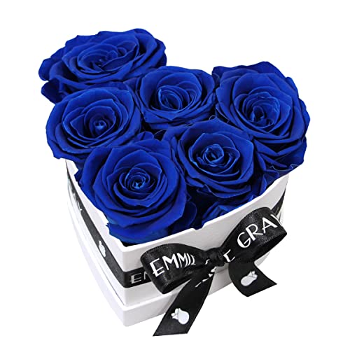 EG EMMIE GRAY Classic Infinity Rosenbox | Herz | Weiß – Traumhafte Infinity Rosen, 1-3 Jahre haltbare Rosen, Flowerbox mit echten, konservierten Rosen, edle Premiumrosen (S, Ocean Blue) von EG EMMIE GRAY