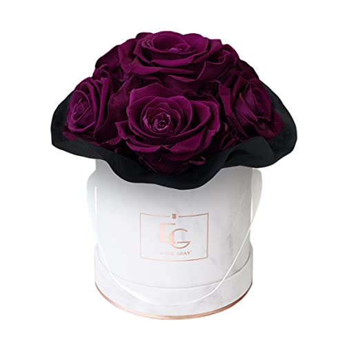 EG EMMIE GRAY Splendid Infinity ROSEBOX | Marble Rosegold | XS | Round - Infinity Rosen mit langjähriger Haltbarkeit, Edle Premiumrosen arrangiert in Einer Marmorbox, Haltbare Rosen (Velvet Plum) von EG EMMIE GRAY