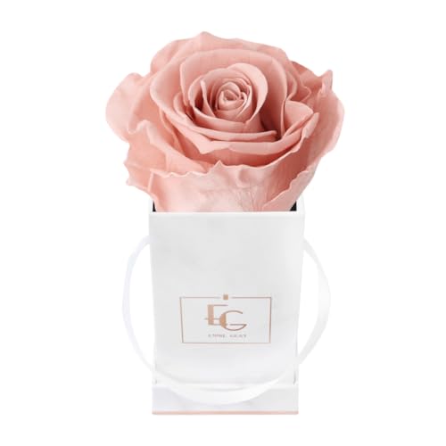 Emmie Gray Classic Infinity ROSENBOX | Marble Rosegold | Eckige Flowerbox - Infinity Rosen in Grauer Samtbox - 1-3 Jahre Haltbarkeit - Echte Rosen, die jahrelang blühen (Antique Pink) von EG EMMIE GRAY