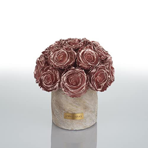 Solid Infinity Collection Golden Sand - Traumhafte Infinity Rosen, 1-3 Jahre haltbare Rosen, Betonvase mit echten, konservierten Rosen, edle Premiumrosen - Größe S (Rosegold) von EG EMMIE GRAY