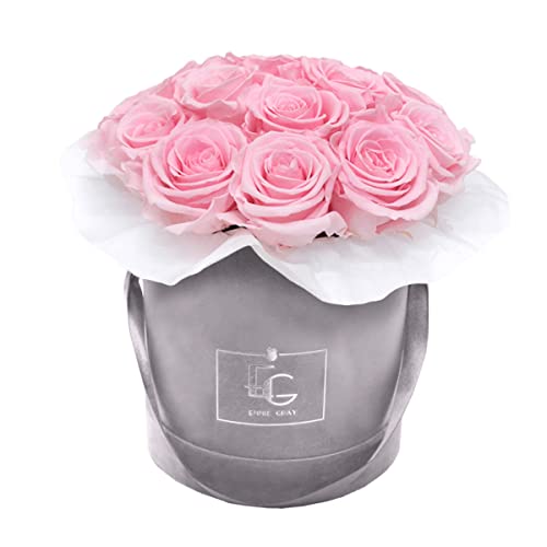 Splendid Infinity ROSEBOX | Velvet Gray - Infinity Rosen mit langjähriger Haltbarkeit, Edle Premiumrosen arrangiert in Einer Samtbox, Haltbare Rosen (S, Bridal Pink) von EG EMMIE GRAY