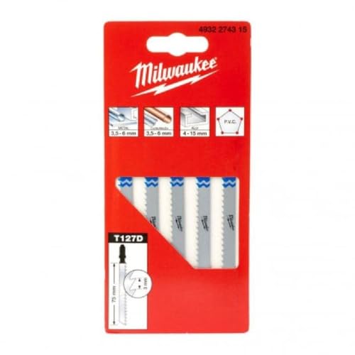 Milwaukee Stichsägeblatt Metall für Schnitte in Aluminium 75x 3 mm T127D, 5 Stück von Milwaukee