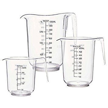 Messbecher-Set aus durchsichtigem Kunststoff, 3-teilig von EG Homeware
