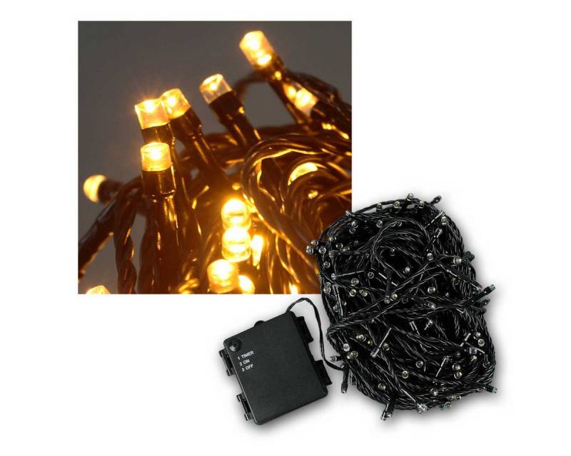 EGB LED-Lichterkette Batterielichterkette 18m, 180 LED IP44 Außen Timer von EGB