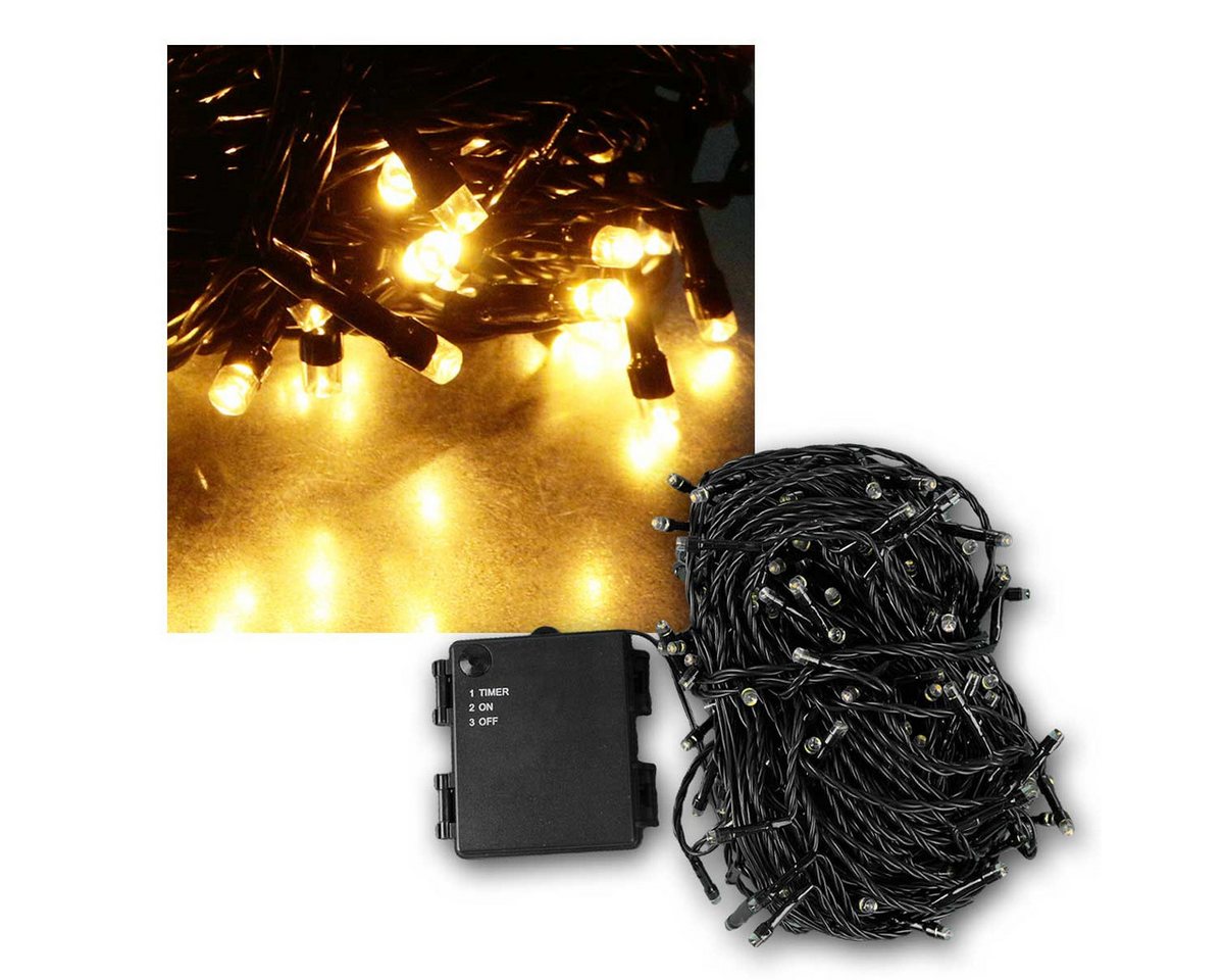 EGB LED-Lichterkette Batterielichterkette 24m, 240 LED IP44 Außen Timer von EGB