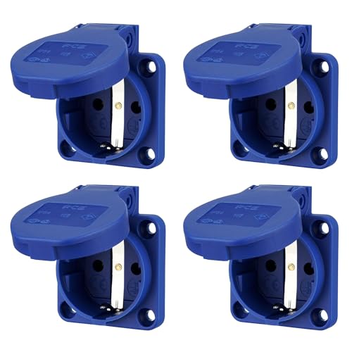 PCE Anbausteckdose mit Klappdeckel blau 105-0b mit Schraubkontakt 50x50 mm IP54 von EGB