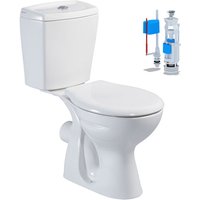 Belvit - Stand-WC + Keramik-Spülkasten + Deckel + Spülventil Waagerecht Wand-Anschluss - Weiß von BELVIT
