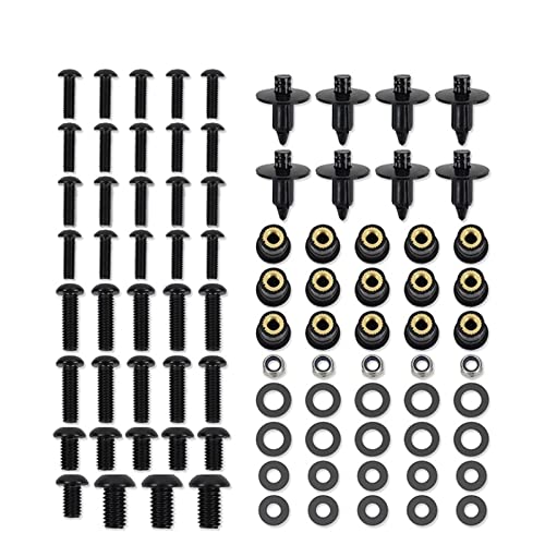 EGEIRA Karosserie-Kits Für Kawasaki ZX10R ZX 10R ZX-10R 2004 2005 Motorrad Komplettes Verkleidungsschrauben-Kit Verkleidungsclips Speed Nut Edelstahl Teile (Color : Nero) von EGEIRA