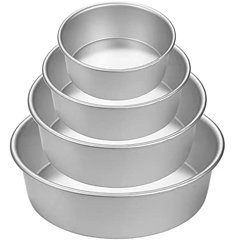 EGEN Aluminum Round Cake Tin Baking Pan Fixed Base, Non-Stick Wedding Christmas Birthday Cake Baking Tin Round Cake Pan Set (6/7/8/9Inch-4Pcs) von EGEN