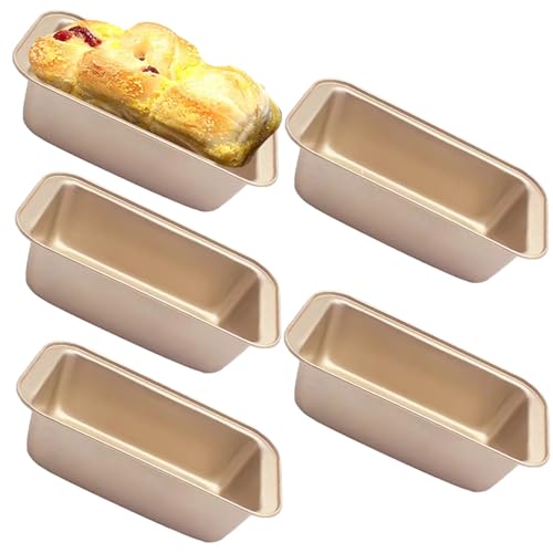 EGEN Bread Pan Loaf Tin for Baking, Non-Stick Carbon Steel Baking Bread Toast Mold Loaf Baking Pan Set (25.2x13cm -Golden 5Pcs) von EGEN