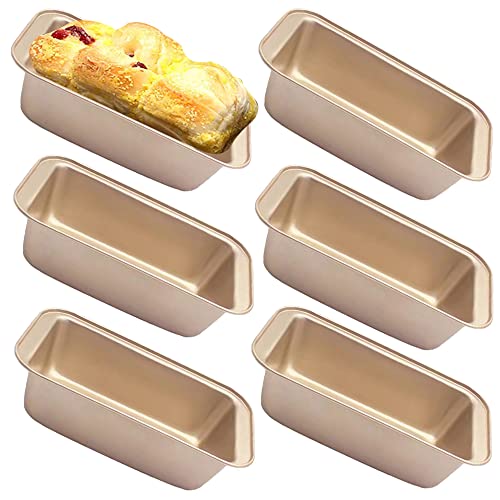 EGEN Bread Pan Loaf Tin for Baking, Non-Stick Carbon Steel Baking Bread Toast Mold Loaf Baking Pan Set (25.2x13cm -Golden 6Pcs) von EGEN