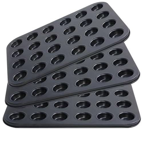 EGEN Muffin Baking Tray Tin Set，Non-Stick Carbon Steel Muffin Moulds Set for 12 Round Muffins (Black 3Pcs-12Holes) von EGEN