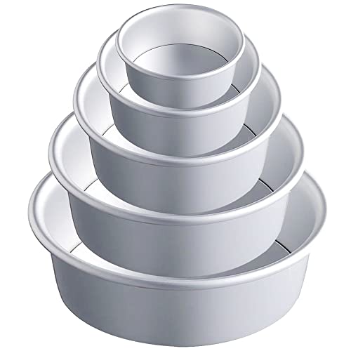 EGEN Round Cake Tin Mould, Removable Base Baking Moulds, Aluminum Alloy Non-Stick Baking Mould Set (5/6/7/8/9Inch-5Pcs) von EGEN