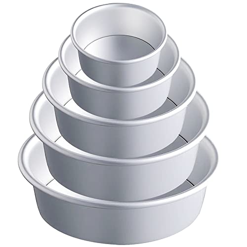 EGEN Round Cake Tin Mould, Removable Base Baking Moulds, Aluminum Alloy Non-Stick Baking Mould Set (6/7/8/9/10Inch-5Pcs) von EGEN