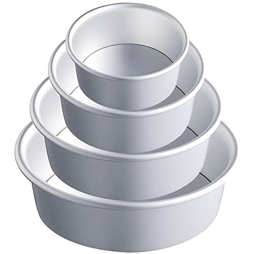 EGEN Round Cake Tin Mould, Removable Base Baking Moulds, Aluminum Alloy Non-Stick Baking Mould Set (6/7/8/9Inch-4Pcs) von EGEN