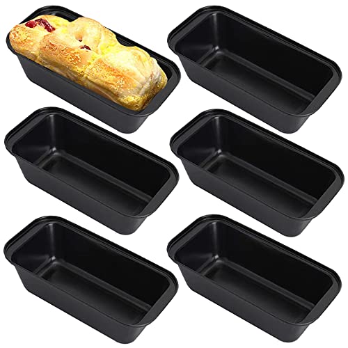 Grehge Pan Loaf Tin for Baking, Non-Stick Carbon Steel Baking Bread Toast Mould Loaf Baking Pan Set (18.5 x 9.5 cm, Golden 6 Pieces) von EGEN