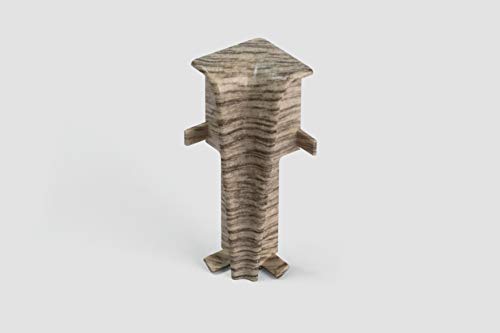 EGGER Innenecke Sockelleiste Eiche graubraun für einfache Montage von 60mm Laminat Fußleisten | Inhalt 2 Stück | Kunststoff robust | Holz Optik grau braun von Egger