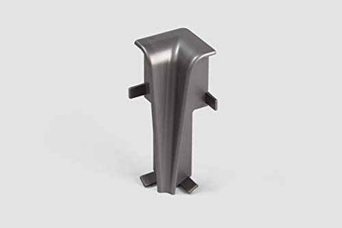 EGGER Innenecke Sockelleiste Universal silber für einfache Montage von 60mm Laminat Fußleisten | Inhalt 2 Stück | Kunststoff robust | Optik silber grau matt Edelstahl von Egger