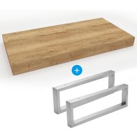 Egger Set Naturel Waschtisch 100x8x50 cm + 2 Handtuchhalter 45 cm, hellbraun (DO10050DH-FIX3) von EGGER