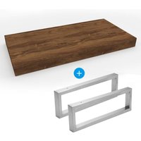 Set Naturel Waschtisch 120x8x50 cm + 2 Befestigungen Handtuchhalter 45 cm, Nachbildung Eiche charleston dunkelbraun - Egger Set Naturel Waschtisch 120x8x50 cm + 2 Befestigungen Handtuchhalter 45 cm, Nachbildung Eiche charleston dunkelbraun - Egger von EGGER