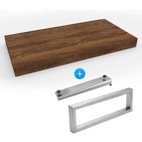 Set Naturel Waschtisch 120x8x50 cm + Befestigung 39,5 cm + Befestigung Handtuchhalter 45 cm, dunkelbraun (DO12050DT-FIX2) - Egger von EGGER