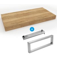 Set Naturel Waschtisch 80x8x50 cm + Befestigung 39,5 cm + Befestigung Handtuchhalter 45 cm, hellbraun (DO8050DH-FIX2) - Egger von EGGER