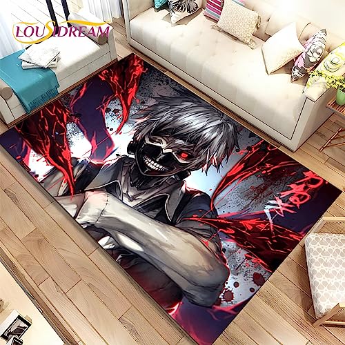 EGGPOD Japan Anime Tokyo Ghoul Cartoon Bereich Teppich, Teppich Für Zu Hause Wohnzimmer Schlafzimmer Sofa Fußmatte Küche Dekor, Kinder rutschfeste Bodenmatte P13966 140X200Cm von EGGPOD