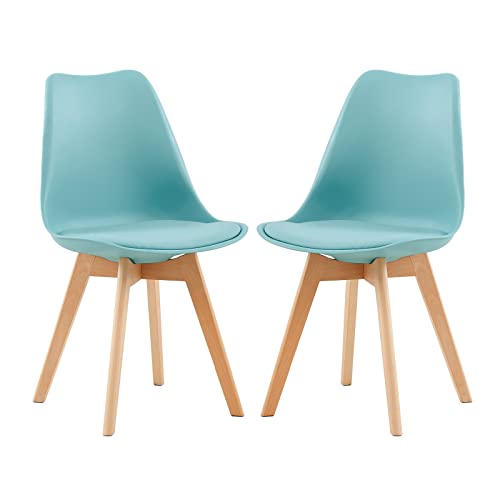 EGGREE 2er Set Esszimmerstühle mit Massivholz Buche Bein SGS Geprüfter, Skandinavisch Design Gepolsterter aus PU-Leder Küchenstuhl Essstühle, Hellhimmelblau EGGREE 2er Set Esszimmerstühle mit Massivholz Buche Bein SGS Geprüfter, Skandinavisch Design Gepolsterter aus PU-Leder Küchenstuhl Essstühle, Hellhimmelblau von EGGREE