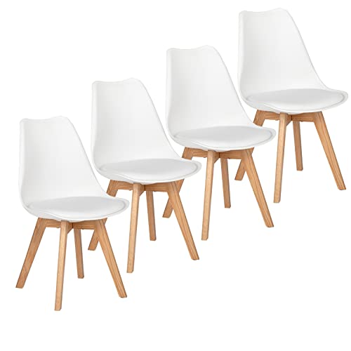 EGGREE Esszimmerstühle 4er Set mit Eichenbeinen Holz SGS geprüft, stühle Skandinavisch Design modern Gepolsterter Küchenstühle esszimmer Stuhl Holz Weiß von EGGREE