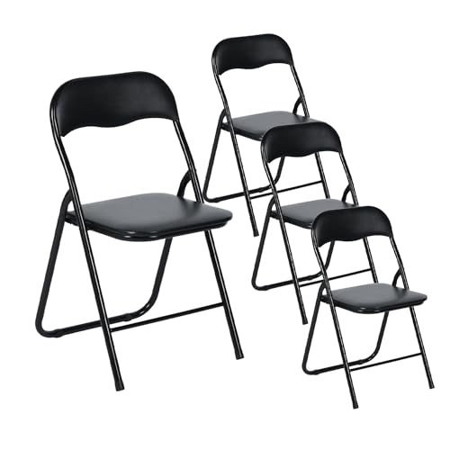 EGGREE 4er Set Klappstühle Metallrahmen mit PVC - Gepolstertem Sitz, Campingstuhl mit Einer Tragfähigkeit von 110KG, Faltbarer Ergonomischer Balkonstuhl für Büro Party Camping von EGGREE
