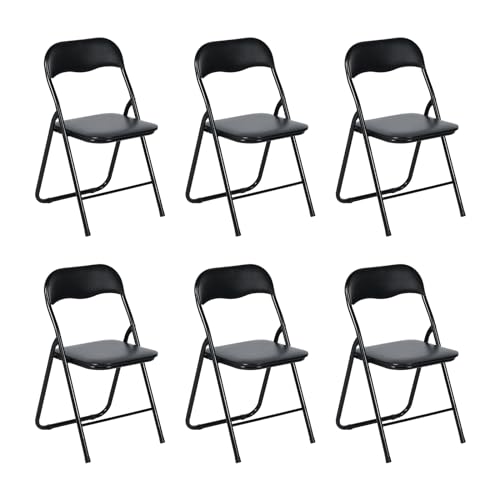 EGGREE 6er Set Klappstühle Metallrahmen mit PVC - Gepolstertem Sitz, Campingstuhl mit Einer Tragfähigkeit von 110KG, Faltbarer Ergonomischer Balkonstuhl für Büro Party Camping von EGGREE