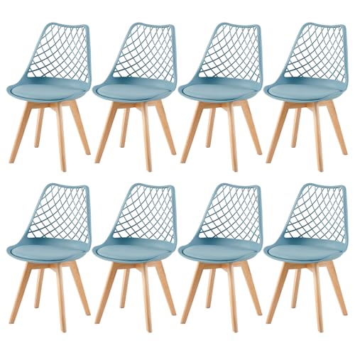 EGGREE 8er-Set Skandinavische AusgehöHlte Esszimmerstühle SGS GeprüFt, Set of 8 Gepolsterte HerausgehöHlt KüChenstüHle Retro BüRostüHle, Beine Aus Massiver Buche - Morandi Lichtblau EGGREE 8er-Set Skandinavische AusgehöHlte Esszimmerstühle SGS GeprüFt, Set of 8 Gepolsterte HerausgehöHlt KüChenstüHle Retro BüRostüHle, Beine Aus Massiver Buche - Morandi Lichtblau von EGGREE