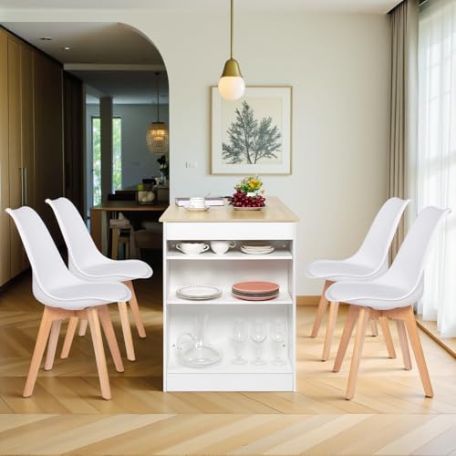 EGGREE Esstisch mit 4 Stühlen Essgruppe, Bartisch Set, Schreibtisch mit AC-Steckdosen und USB-Anschlüssen, 111cm Küchentisch mit 4 Ablagen für Wohnzimmer, Küche(Weiß Eichentisch+4 Weiß Stühle) EGGREE Esstisch mit 4 Stühlen Essgruppe, Bartisch Set, Schreibtisch mit AC-Steckdosen und USB-Anschlüssen, 111cm Küchentisch mit 4 Ablagen für Wohnzimmer, Küche(Weiß Eichentisch+4 Weiß Stühle) von EGGREE
