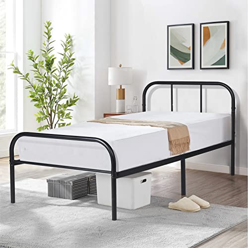 EGGREE Gästebett Einzelbett Metallbett Metall Rahmen Bett Jugendbett Kinderbett Metall Bettgestell Bett Sofa mit Lattenrost für Kinderzimmer Gästezimmer Schlafzimmer Schulen Bett In Schwarz 90 x 190cm von EGGREE