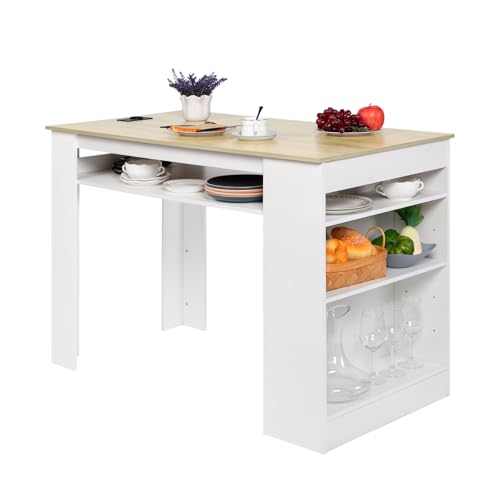 EGGREE Multifunktionstisch Esstisch mit Aufbewahrungsregalen und Steckdose - 110x60x78cm Küchentisch aus Eiche Dekor - Höhenverstellbare Fächer, Ablagefläche, für kleine Räume in Eiche und Weiß EGGREE Multifunktionstisch Esstisch mit Aufbewahrungsregalen und Steckdose - 110x60x78cm Küchentisch aus Eiche Dekor - Höhenverstellbare Fächer, Ablagefläche, für kleine Räume in Eiche und Weiß von EGGREE
