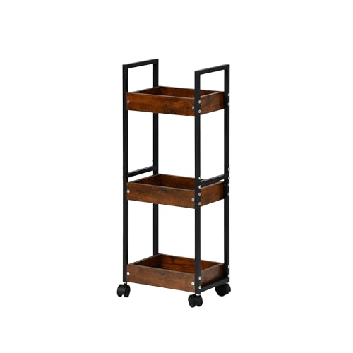 EGGREE Rollwagen Küchenwagen auf Räder Metall Schwarz MDF - Holz 3 Ebenen Küche Badezimmer Büro Multifunktionaler Regal mit Holzbehältern Schwarz EGGREE Rollwagen Küchenwagen auf Räder Metall Schwarz MDF - Holz 3 Ebenen Küche Badezimmer Büro Multifunktionaler Regal mit Holzbehältern Schwarz von EGGREE