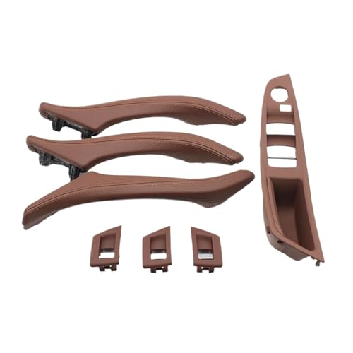 Innen Tür Pull Griff Für 5 Series F10 F11 523i 525i 528i 530 7-teiliges Set Rechtslenker RHD Beige Schwarz Autoinnenausstattung Ledertürgriff(Model B Brown) von EGLGPAGAEY