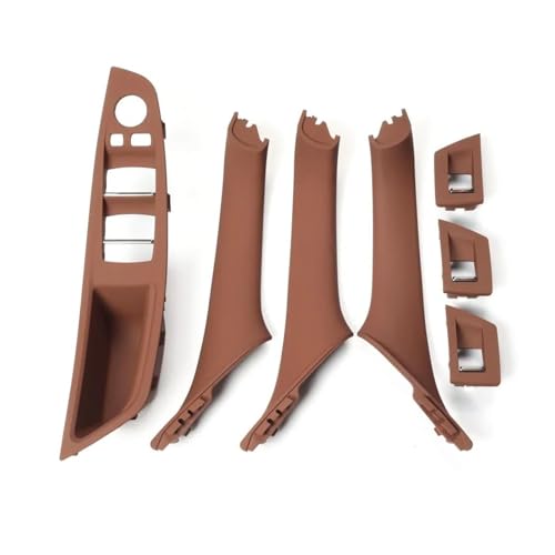 Innen Tür Pull Griff Für 5 Series F10 F18 Left Drive LHD 7 Stück 2010–2016 Beige Schwarz Kohlefaser Auto Innentürgriffplatte Dekorative Abdeckung(Red Brown) von EGLGPAGAEY