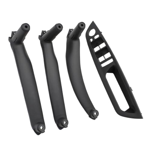 Innen Tür Pull Griff Für X5 Für X6 E70 E71 E72 2007-2014 51416975793 51416975791 LHD RHD 4pcs Set Tür Fenster Schalter Panel Armlehne Pull Handle Cover Trim(RHD Black Set) von EGLGPAGAEY