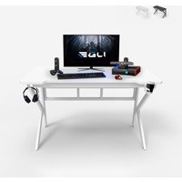 Ergonomischer Gaming-Schreibtisch Carbon 120x60cm Headset Sportbot 120 - Weiß von EGLI