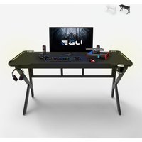 Ergonomischer LED-Gaming-Tisch 160x60cm Carbon-Kopfhörerhalter Sportbot LED 160 - Schwarz von EGLI