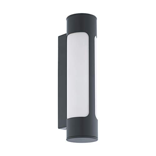 EGLO LED Außen-Wandlampe Tonego, 2 flammige Außenleuchte, Wandleuchte aus verzinktem Stahl, Kunststoff, Farbe: Anthrazit, weiß, IP44 von EGLO