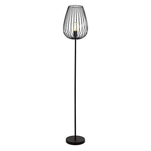 EGLO Stehlampe Newtown, 1 flammige Vintage Standleuchte, Retro Stehleuchte aus Stahl, Farbe: Schwarz, Fassung: E27, inkl. Trittschalter von EGLO