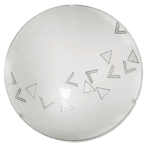 EGLO Deckenlampe Mars, 1 flammige Wandleuchte, Deckenleuchte aus Stahl, Farbe: Weiß, Glas: Weiß satiniert Motiv Dreiecke, Fassung: E27 von EGLO